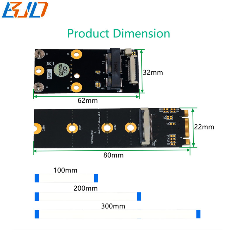 NGFF M.2 Key B+M Key-M Interface to Mini PCI-E MPCIe Slot Wireless Adapter Card + 30CM FPC Cable For Wifi BT Module