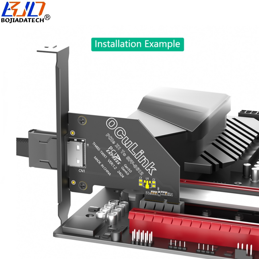 PCI-E 4.0 1X PCIe 3.0 X1 to Oculink SFF-8611 SFF-8612 Connector Adapter Riser Card