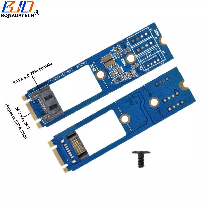 M.2 NGFF B+M Interface to SATA 3.0 7Pin Adapter Riser Card Horizontal for 2.5" 3.5" Hard Disk Drive 5.25" Optical Drive