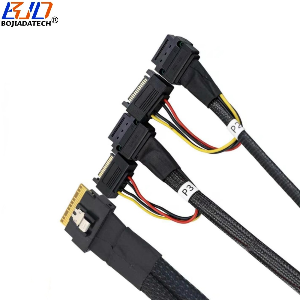 Slimline SFF-8654 8i to 2 * GEN-Z 1C 56PIN Connector Server Data Extension Cable With SATA 15PIN Power 50CM 80CM