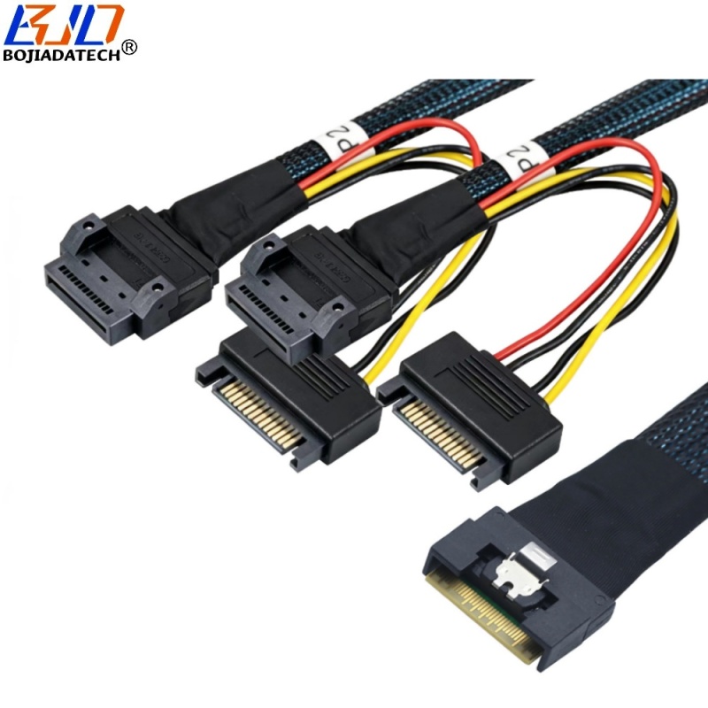 Scoop-Proof Slimline SFF-8654 8i 74PIN to 2 * GEN-Z 1C 56PIN Server Data Extension Cable 50CM 80CM with SATA 15PIN Power