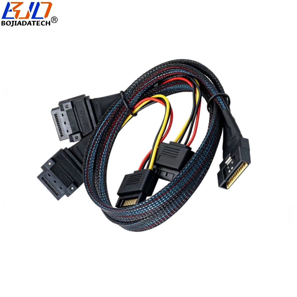 Scoop-Proof Slimline SFF-8654 8i 74PIN to 2 * GEN-Z 1C 56PIN Server Data Extension Cable 50CM 80CM with SATA 15PIN Power