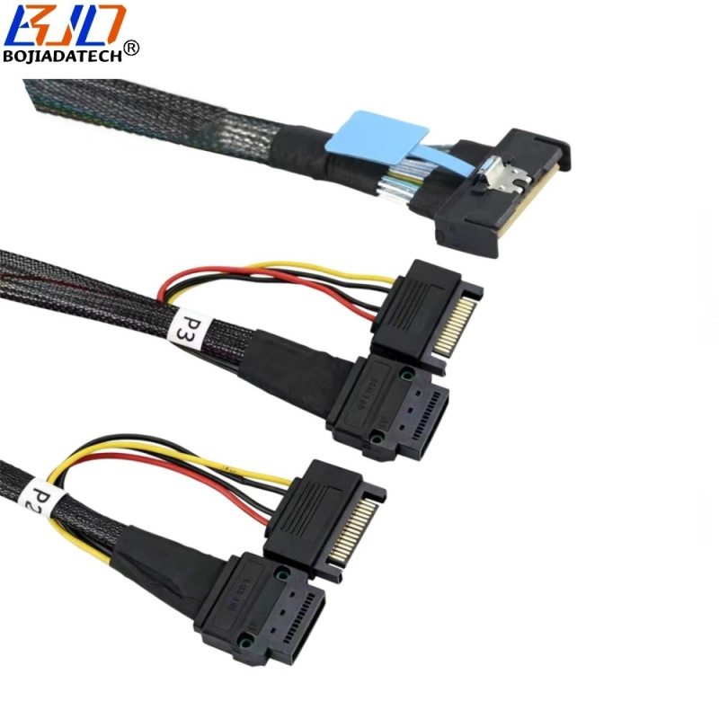 PCI-E 5.0 MCIO 8i 74PIN Host to 2 * GEN-Z 1C 56Pin Female Server Data Extension Cable 50CM 80CM