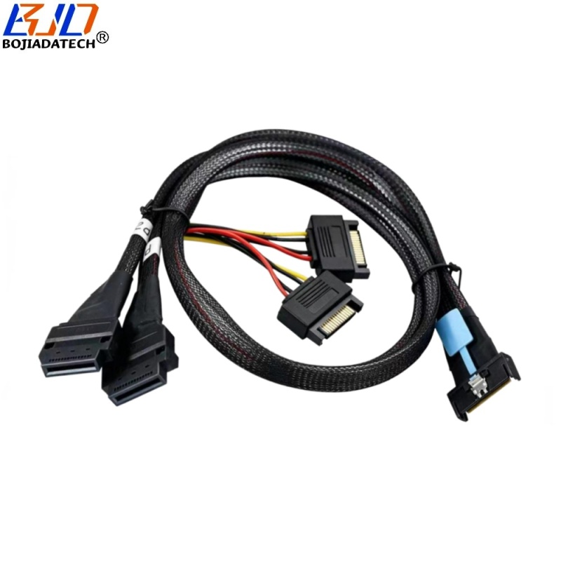 PCI-E 5.0 MCIO 8i 74PIN Host to 2 * GEN-Z 1C 56Pin Female Server Data Extension Cable 50CM 80CM
