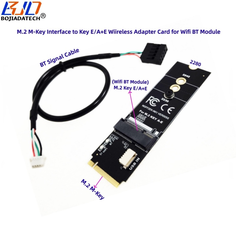 NGFF M.2 M-Key Interface to Key E/A+E Wireless Adapter Card for WiFi BT Module