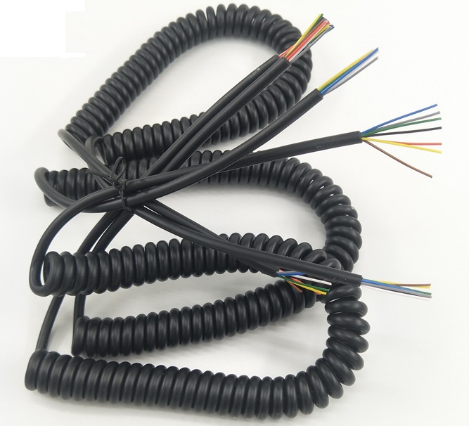 China Factory Customized Multicore China Factory Customized Multicore Thermoplastic Elastomer Insulation PUR Polyurethane Sheath Coiled Wire Spring Spiral Cable