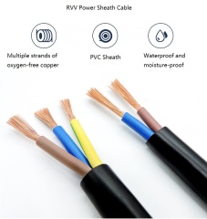 RVV H05VV-FPVC絶縁裸銅フレキシブル300 / 500V3×0.75mm²CERohs標準電源ケーブル