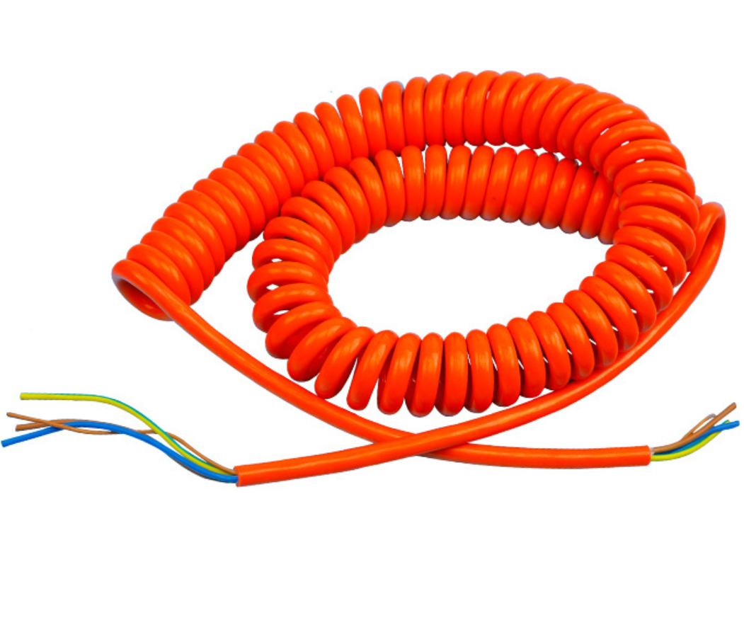 Custom polyether material/PU/PUR/TPU, low temperature resistant, minus 40  degrees Celsius, 3-core 2.5 mm2 spring wire spiral cable power cord,Spiral  Cables, Spring Cables, Curly Cord﻿, Coiled Cables