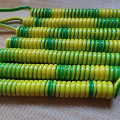 Custom PU/PUR/TPU Spring Wire Cable, low temperature resistant, new energy flame-retardant Spiral Cable, minus 40 degrees Celsius, spring grounding wire power cord, yellow green dual color wire
