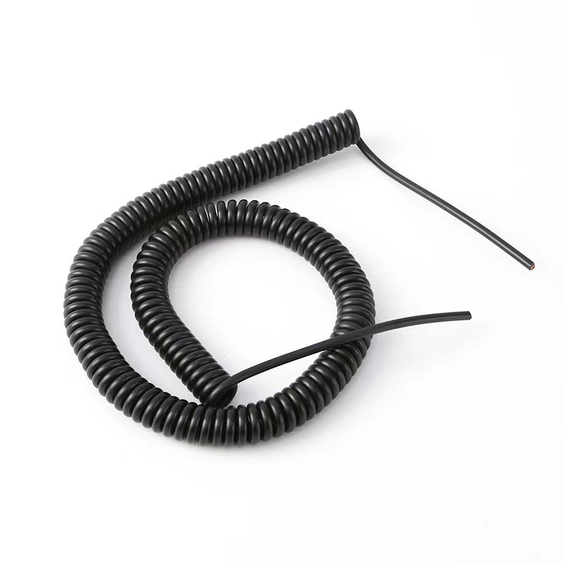 Oil Resistant PUR Retractable Trailing Arm Robot Eletrical Cables Spiral Coiled Cable,Flexible