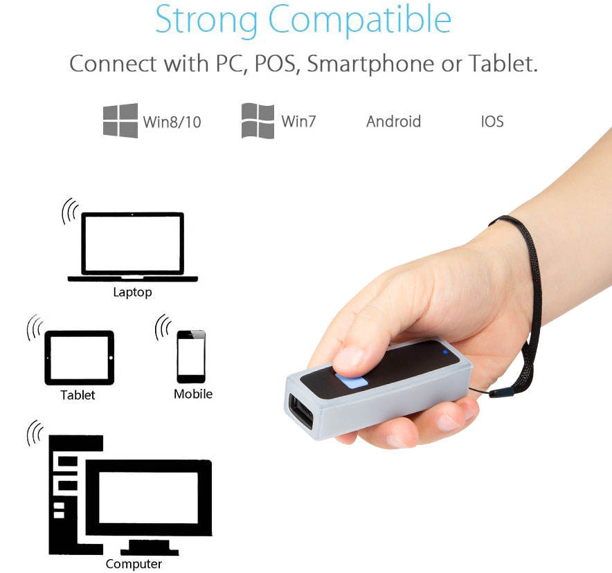 Mini Portable Bluetooth 2D Barcode Scanner