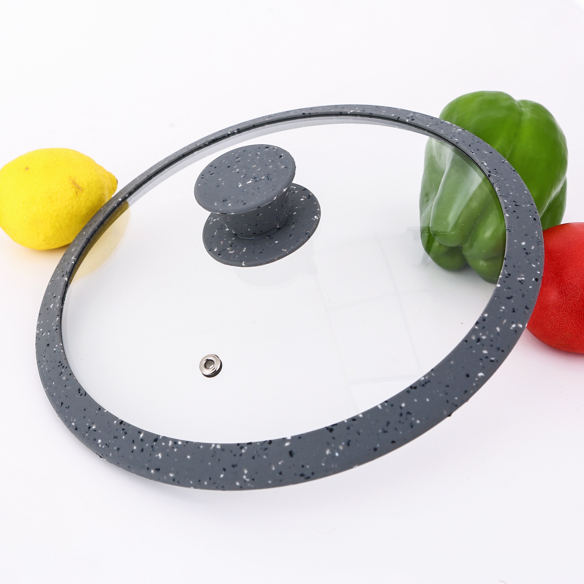 Silicone glass lid with marble color