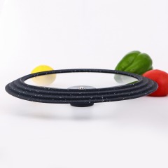Multi-size silicone glass lid with marble color