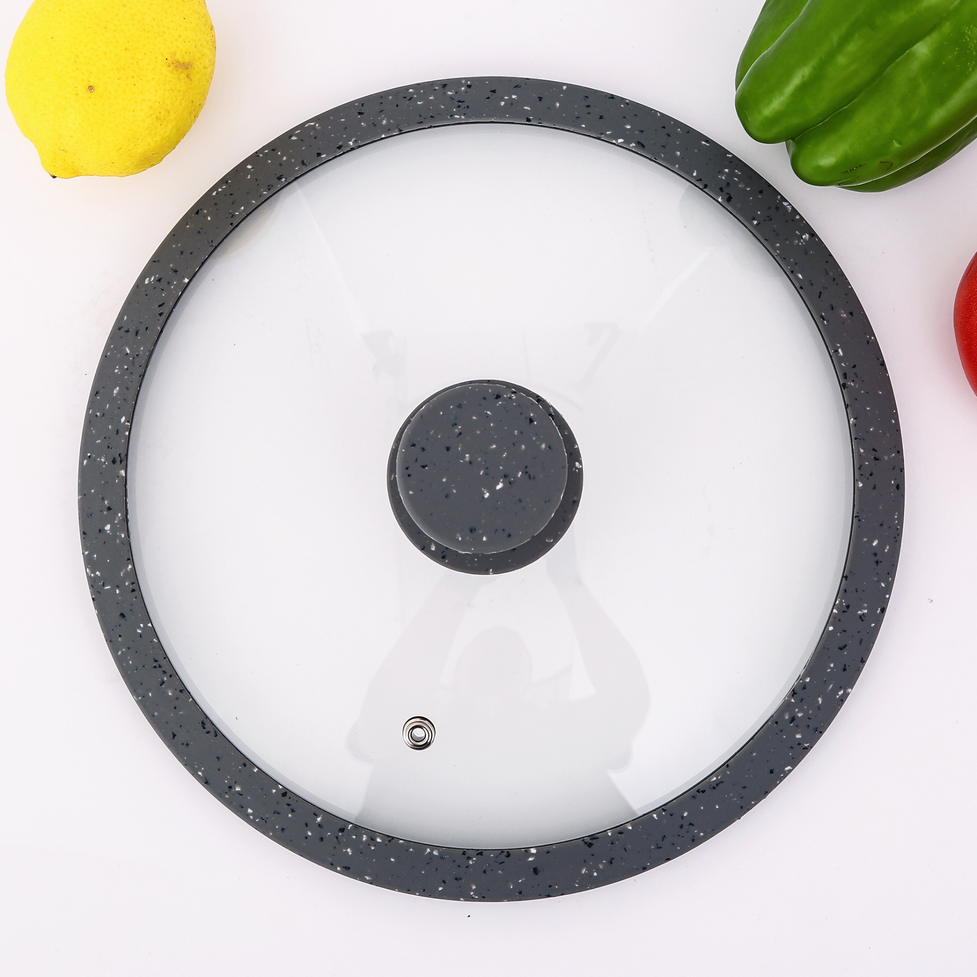 Silicone glass lid with marble color