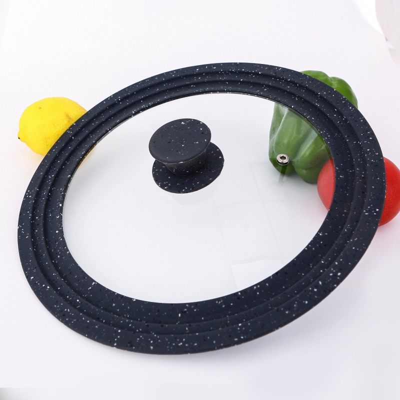 Multi-size silicone glass lid with marble color