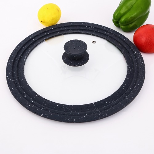Multi-size silicone glass lid with marble color