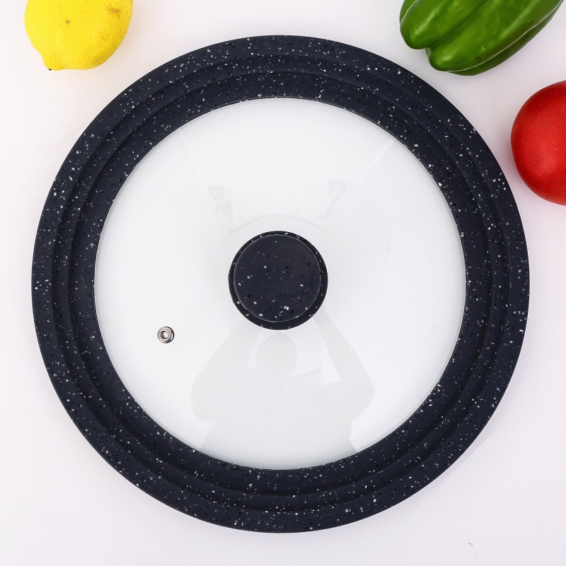Multi-size silicone glass lid with marble color