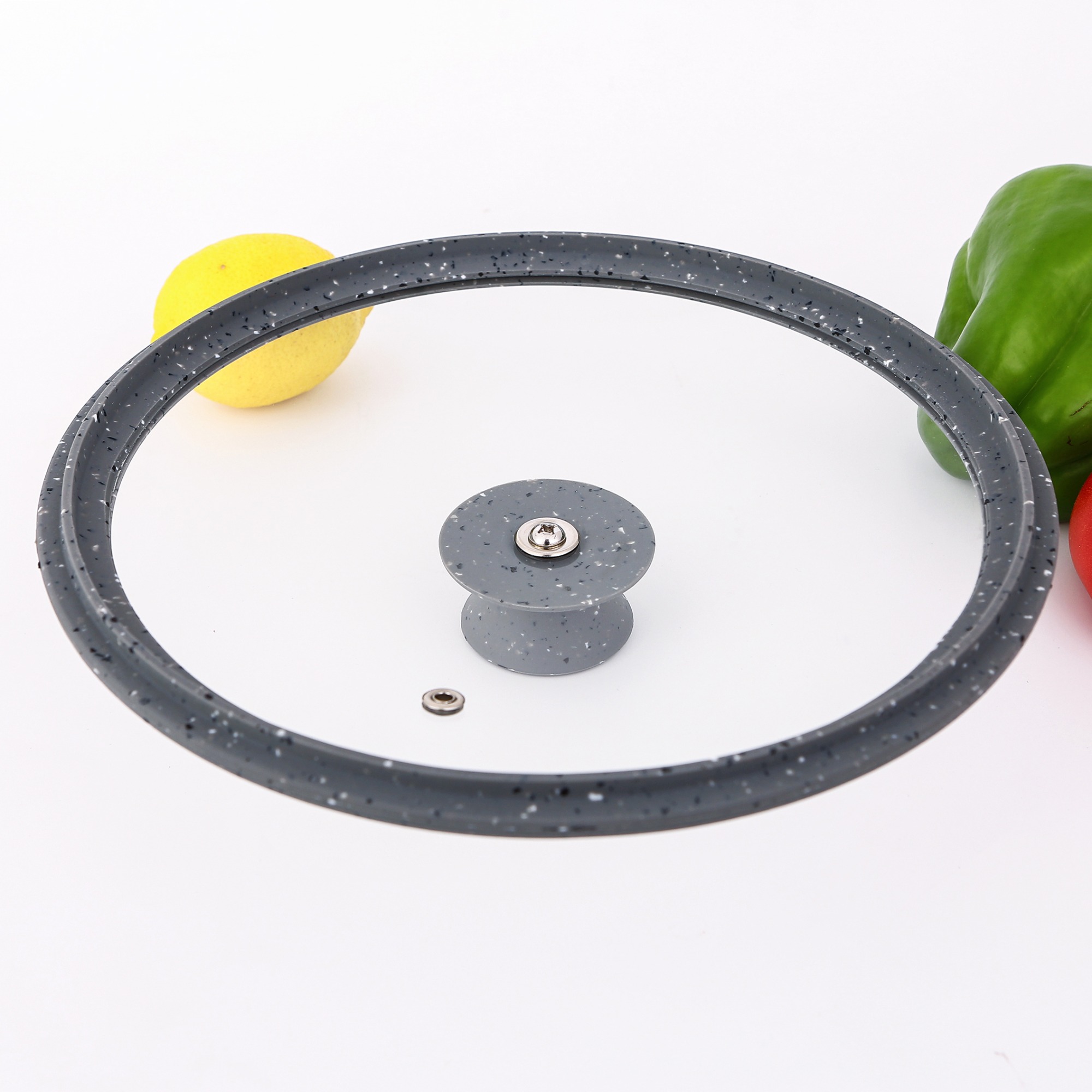 Silicone glass lid with marble color