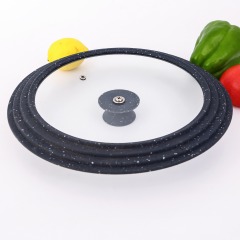 Multi-size silicone glass lid with marble color