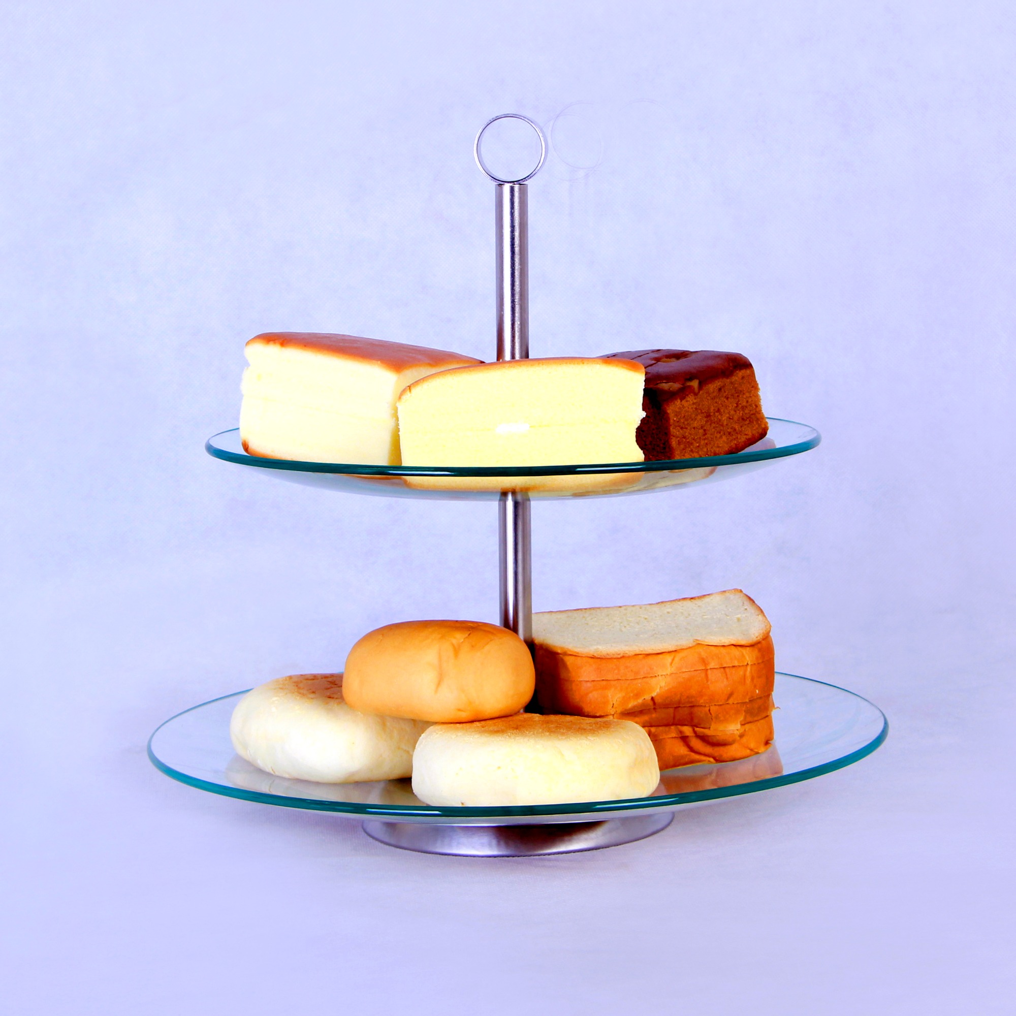 ZFGlass Cake stand 1 Two Tier Tempered Glass Dessert Display
