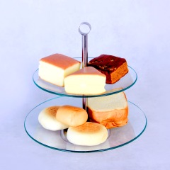 ZFGlass Cake stand 1 Two Tier Tempered Glass Dessert Display
