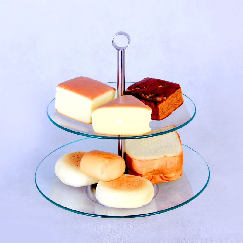 ZFGlass Cake stand 1 Two Tier Tempered Glass Dessert Display