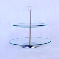 ZFGlass Cake stand 1 Two Tier Tempered Glass Dessert Display