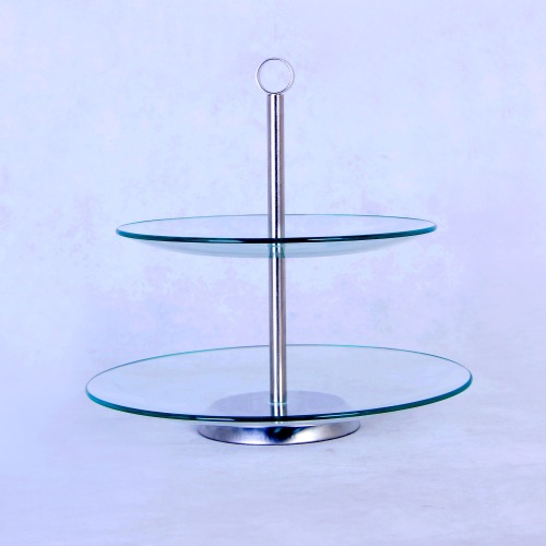 ZFGlass Cake stand 1 Two Tier Tempered Glass Dessert Display