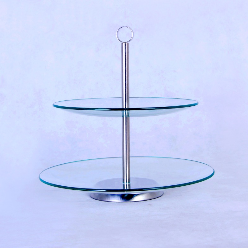 ZFGlass Cake stand 1 Two Tier Tempered Glass Dessert Display