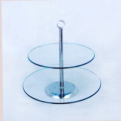 ZFGlass Cake stand 1 Two Tier Tempered Glass Dessert Display