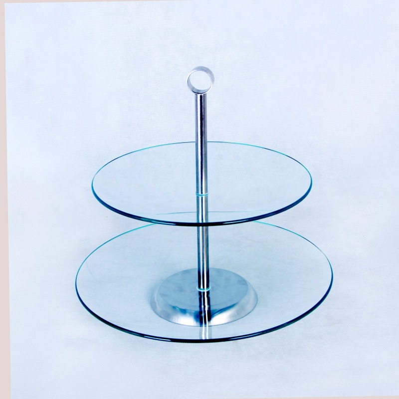 ZFGlass Cake stand 1 Two Tier Tempered Glass Dessert Display