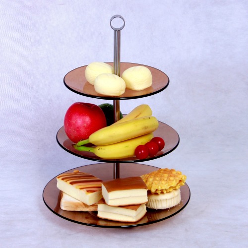 ZFGlass Cake stand 4 Three Tier Tempered Glass Dessert Display