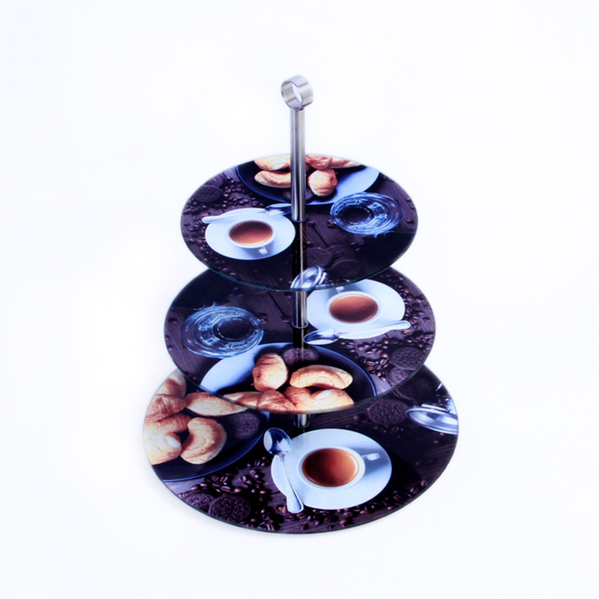 ZFGlass Cake stand 5 Tempered Glass Three Tier Dessert Display