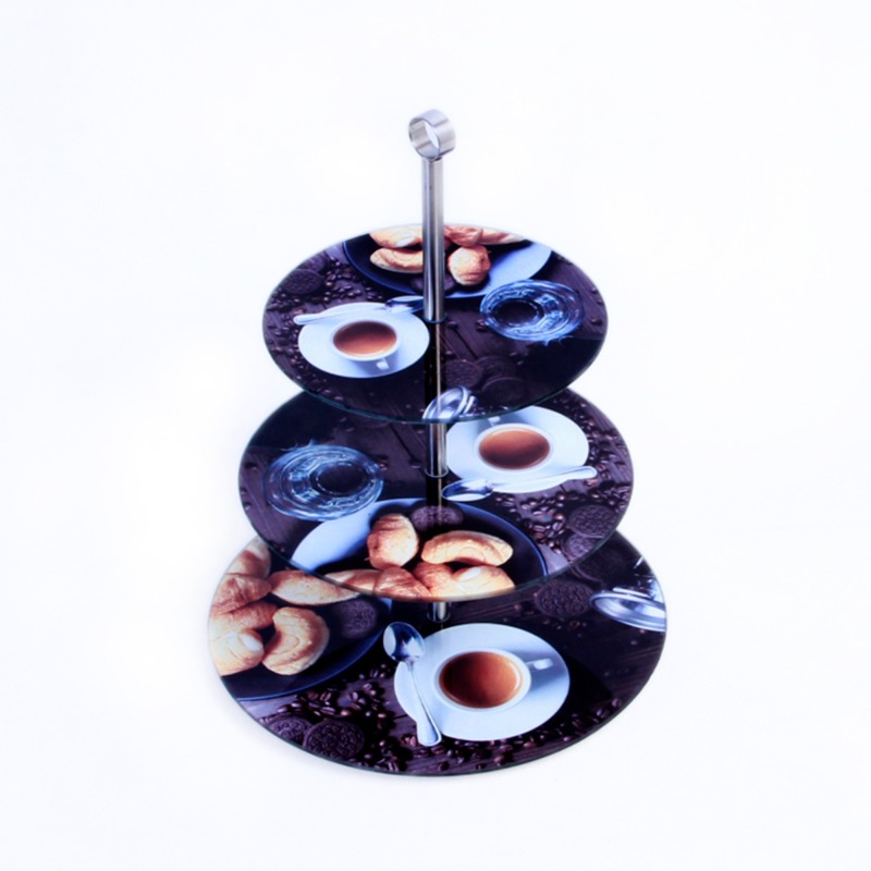ZFGlass Cake stand 5 Tempered Glass Three Tier Dessert Display