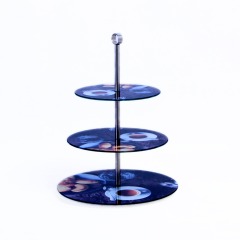 ZFGlass Cake stand 5 Tempered Glass Three Tier Dessert Display