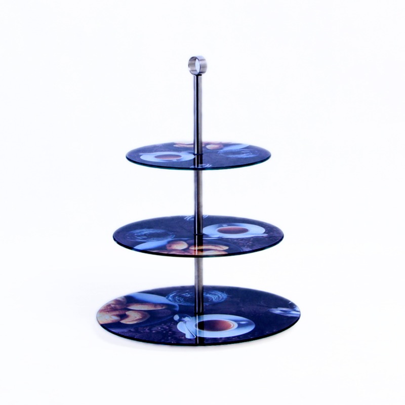 ZFGlass Cake stand 5 Tempered Glass Three Tier Dessert Display