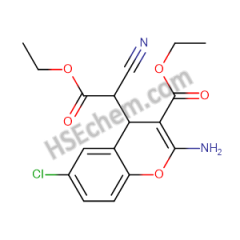 4H-1-Benzopyran-4-acetic acid, 2-amino-6-chloro-ϫ-cyano-3-(ethoxycarbonyl)-, ethyl ester