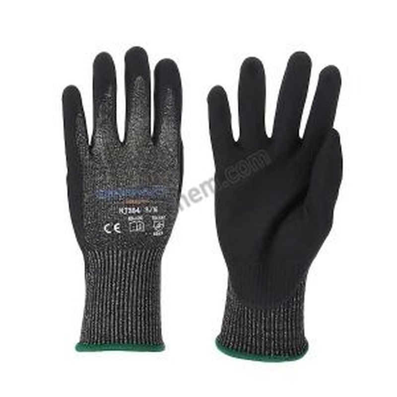Superfine foamed nitrile coated palm anti cutting gloves HANVO NJ384