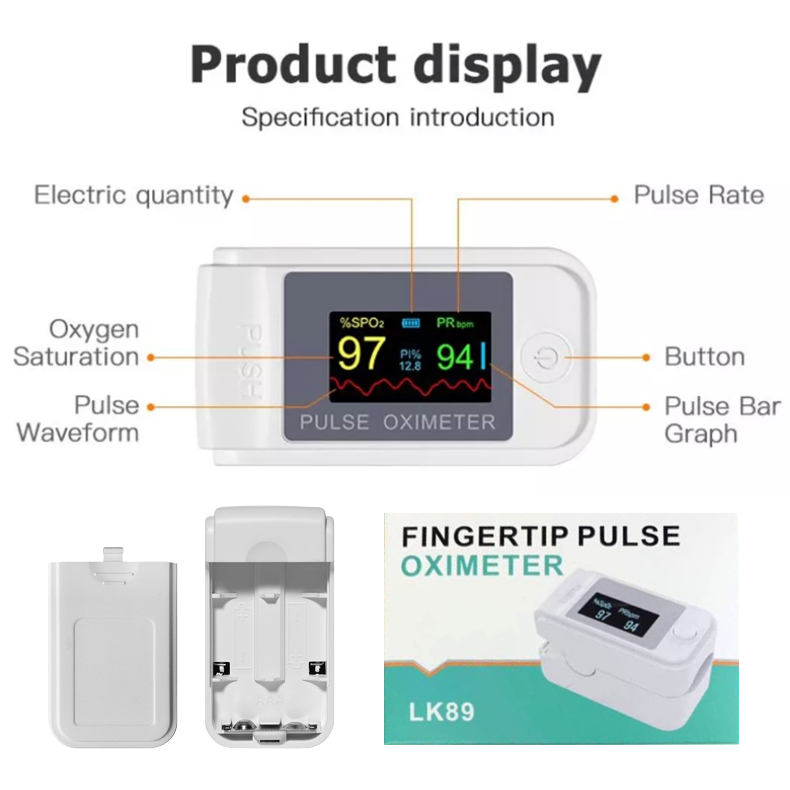 Digital Pulse Oximete Blood Oxygen Test Machine Finger Pulse Oximete Blood Monitor TFT OLED Display LK89 Fingertip Pulse Oximete