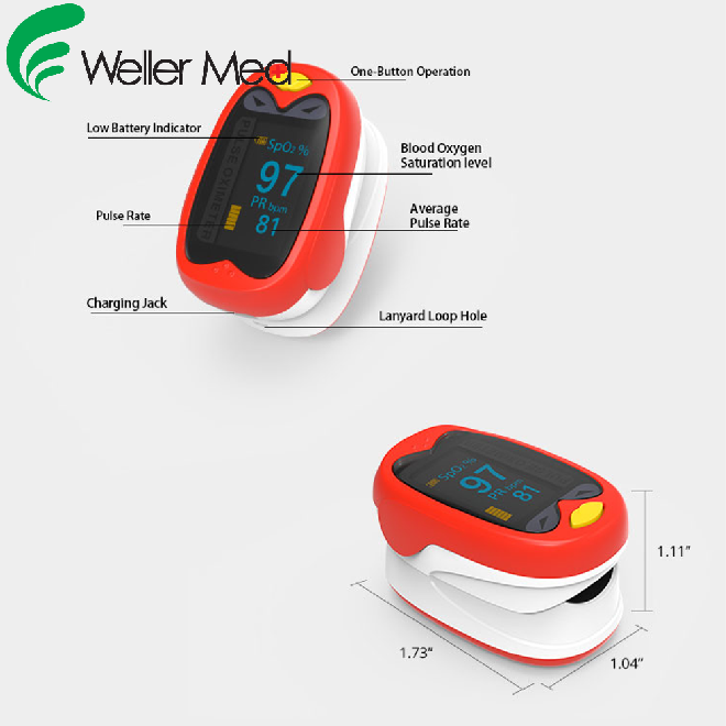 Digital electronic oximeter for children USB rechargeable fingertip oximeter