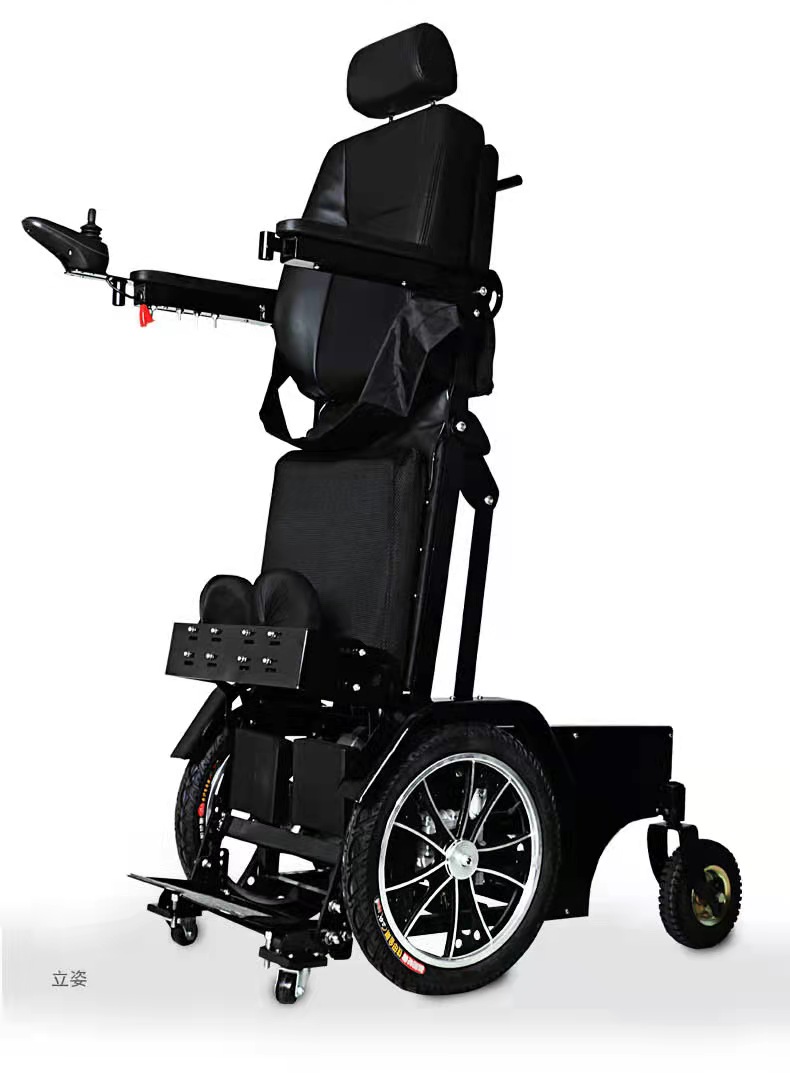 Adjustable reclining motorized electric standing wheelchair