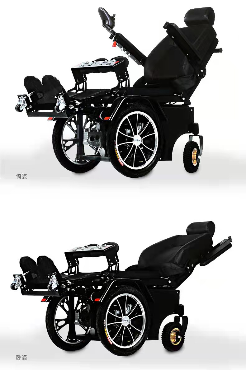Adjustable reclining motorized electric standing wheelchair