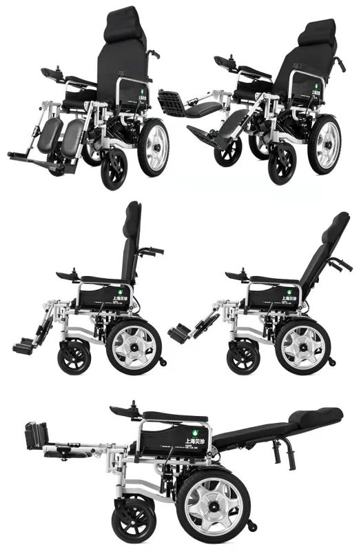Adjustable reclining motorized electric standing wheelchair