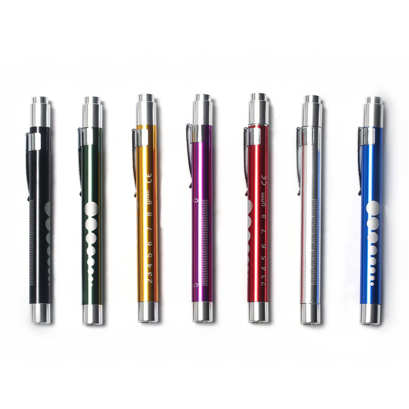 Aluminum Alloy Nurse Penlight with Pupil Gauge LED Medical Pen Lights for Nursing Doctors