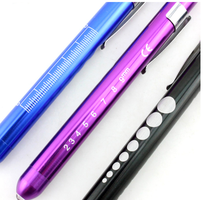 Aluminum Alloy Nurse Penlight with Pupil Gauge LED Medical Pen Lights for Nursing Doctors