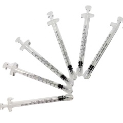 Medical Vaccine Plastic Luer Lock / Luer Slip 1ml Injection Syringe With Needle