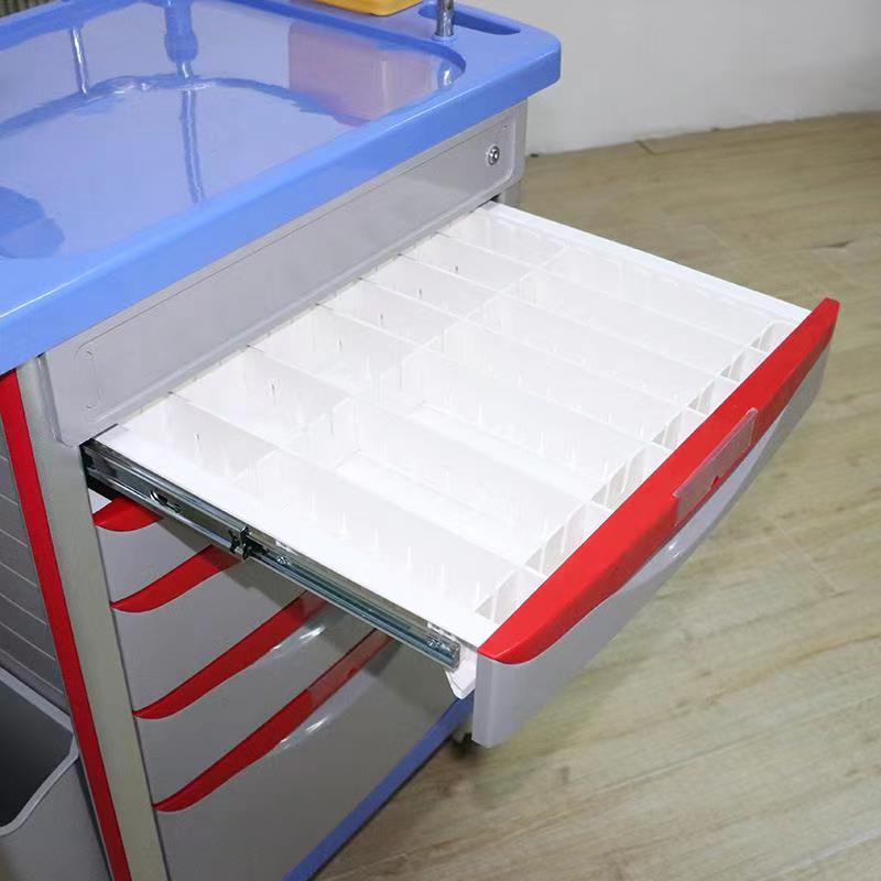 Emergency trolley for hospital use five drawers multi-purpose all-in-one trolley With an IV stand