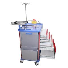 Emergency trolley for hospital use five drawers multi-purpose all-in-one trolley With an IV stand