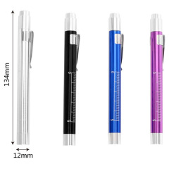 Aluminum Alloy Nurse Penlight with Pupil Gauge LED Medical Pen Lights for Nursing Doctors