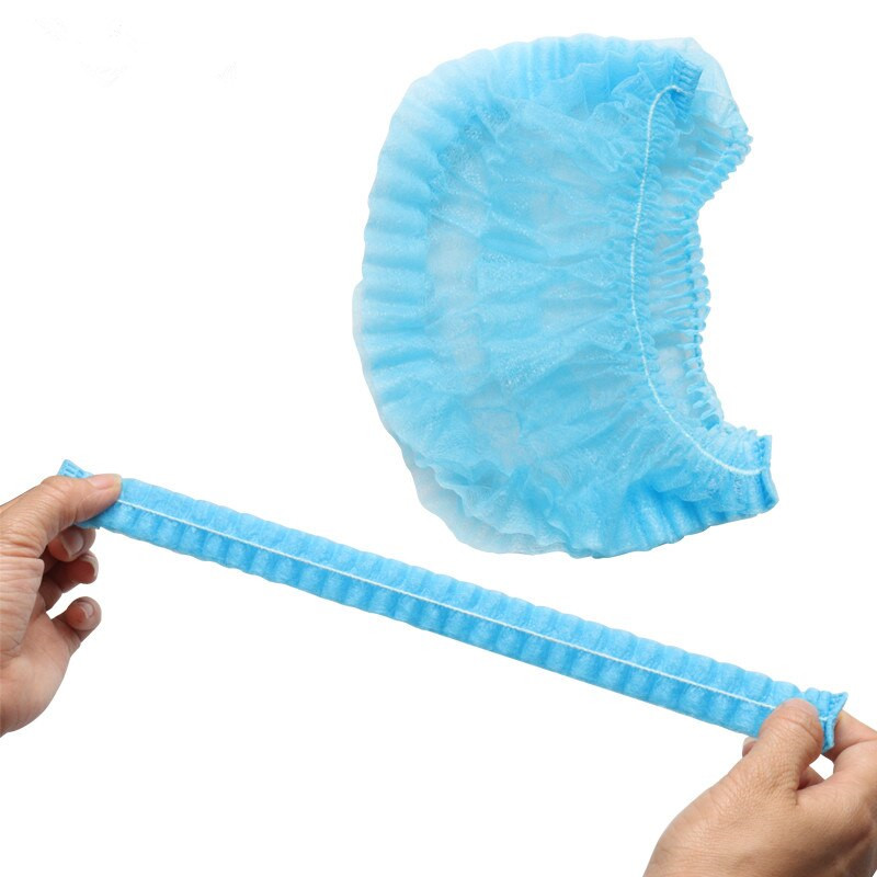 Blue White Pink Surgical Non-Woven Hat Single Double Elastic Nurse Non Woven Strip Mobcap Hairnet Disposable Clip Cap